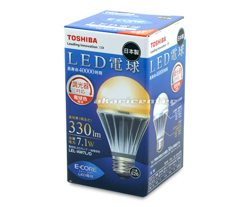 東芝 LEL-AW7L/D (LEL-AW7LD) 7.1W LED電球 調光器対応 一般電球型 E26