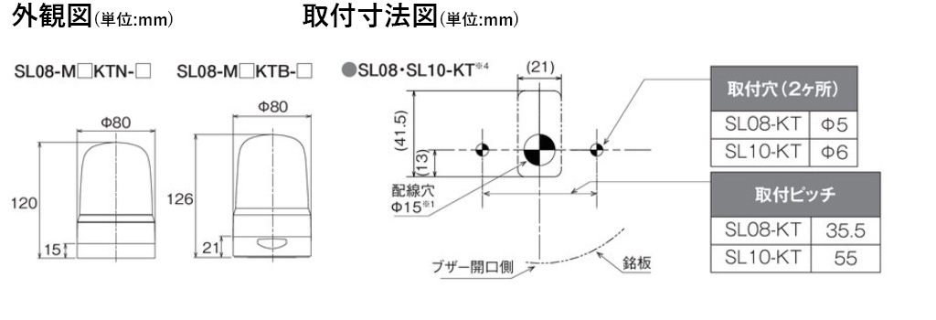 パトライト SLシリーズ 表示灯 SL08-M1KTN/B DC12-24V プッシュイン